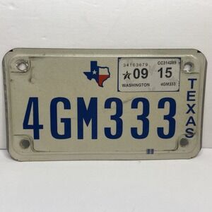 Texas   Motorcycle   Plates  Issued September 2015 ‎ Washington County